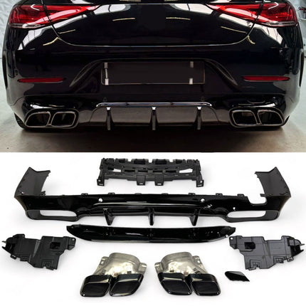 Diffusore con Terminali Neri per Mercedes CLS C257 / X257 AMG Line 2018-2023 – Look CLS 63