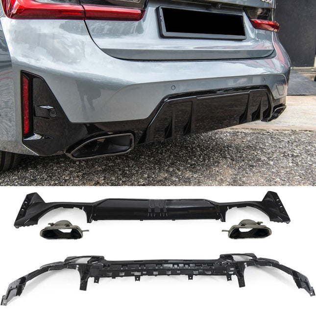 Diffusore con Terminali Cromati per BMW Serie 3 G20 / G21 Restyling M Sport 2022-2026