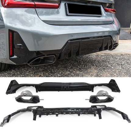 Diffusore con Terminali Neri per BMW Serie 3 G20 / G21 Restyling M Sport 2022-2026