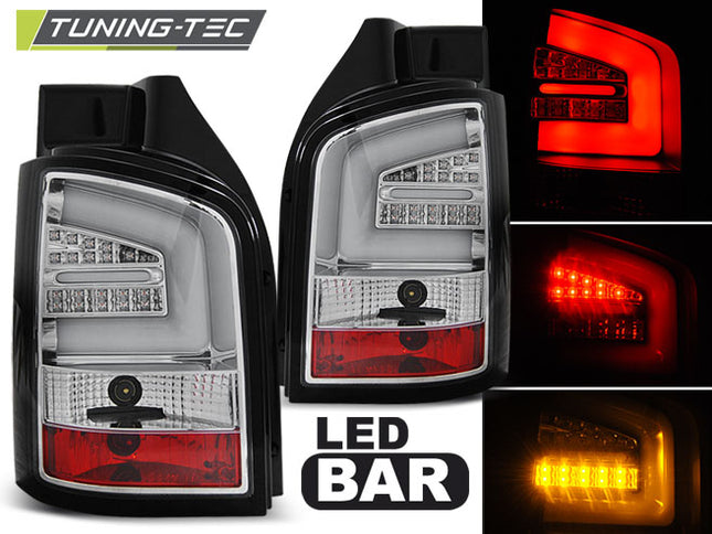 Vw T5 2003-2009 Fanali Posteriori Led Bar Cromati