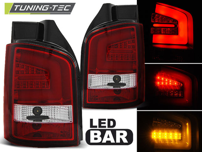 Vw T5 2003-2009 Fanali Posteriori Led Bar Rosso Bianco