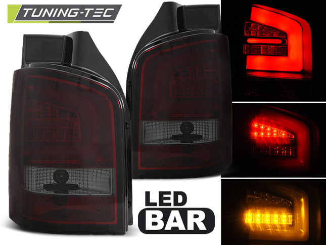 Vw T5 2003-2009 Fanali Posteriori Led Bar Rosso Fumé
