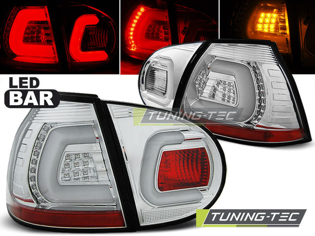 Vw Golf 5 2003-2009 Fanali Posteriori Led Bar Cromati