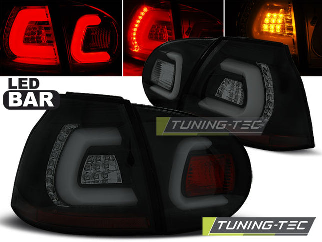 Vw Golf 5 2003-2009 Fanali Posteriori Led Bar Neri Fumé