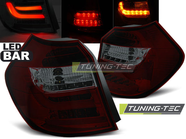 Bmw E87 2004-2007 Fanali Posteriori Led Bar Rosso Fumé
