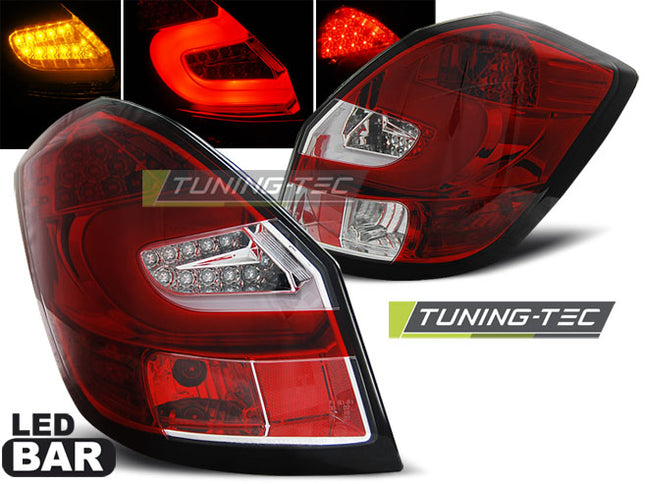 Skoda Fabia II 2007-2014 Fanali Posteriori Led Bar Rosso Bianco