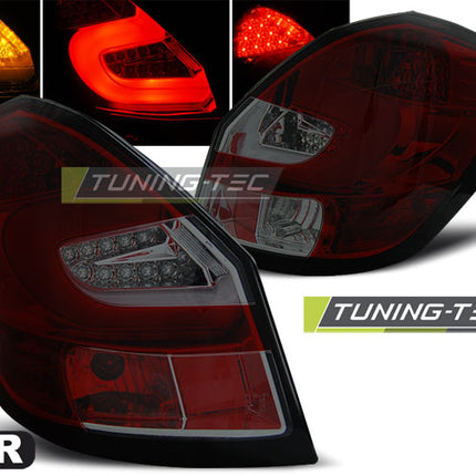 Skoda Fabia II 2007-2014 Fanali Posteriori Led Bar Rosso Fumé