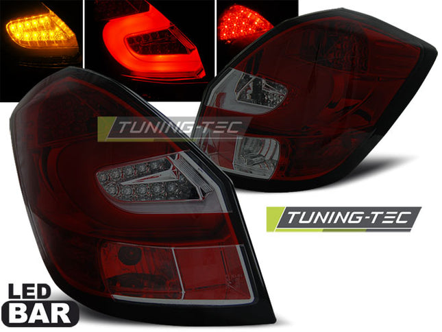Skoda Fabia II 2007-2014 Fanali Posteriori Led Bar Rosso Fumé