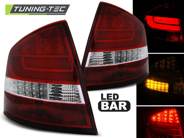 Skoda Octavia II 2004-2012 Berlina Fanali Posteriori Led Bar Rosso Bianco