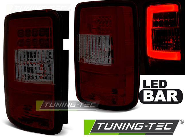 Vw Caddy 2003-2014 Fanali Posteriori Led Bar Rosso Fumé
