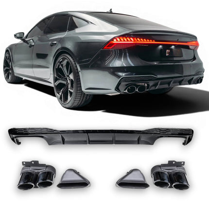 Diffusore con Terminali Neri per Audi A7 4K S-Line 2019-2024