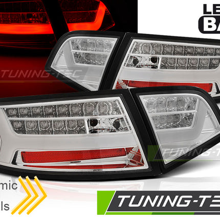 Audi A6 2008-2011 Berlina Fanali Posteriori Led Bar Cromati Seq