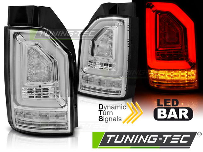 Vw T6 2015-2019 Fanali Posteriori Led Bar Cromati Seq Oem Led
