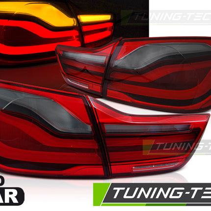 Bmw F32 F33 F36 2013-2016 Fanali Posteriori Led Bar Rosso Fumé