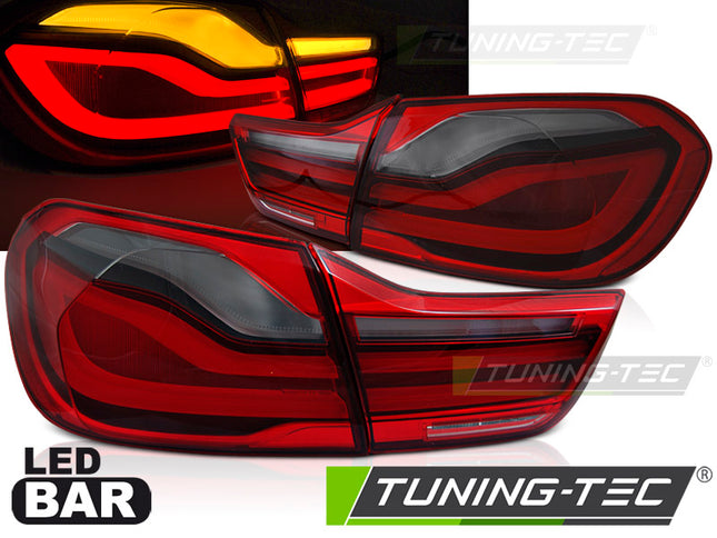 Bmw F32 F33 F36 2013-2016 Fanali Posteriori Led Bar Rosso Fumé