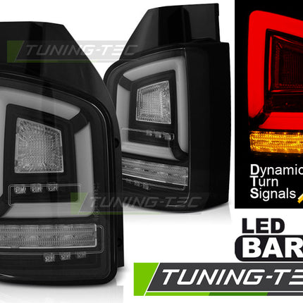 Vw T5 2003-2009 Fanali Posteriori Led Bar Neri Sequenziali