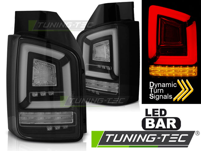 Vw T5 2003-2009 Fanali Posteriori Led Bar Neri Sequenziali