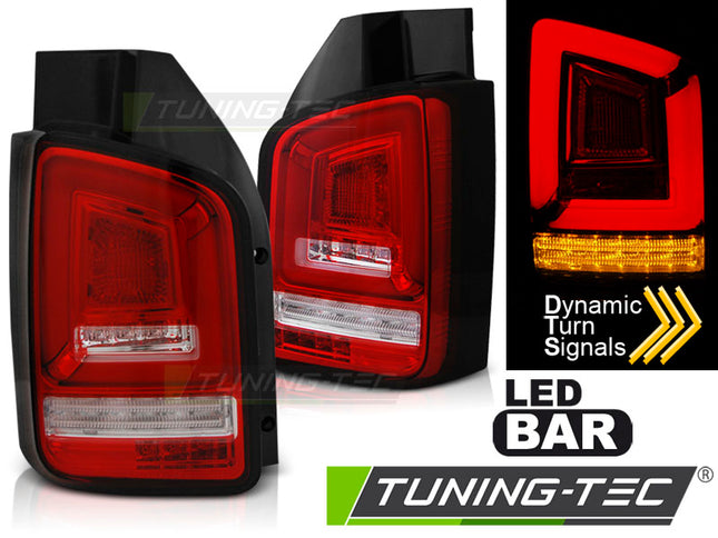 Vw T5 2010-2015 Fanali Posteriori Led Bar Rosso Bianco Sequenziali