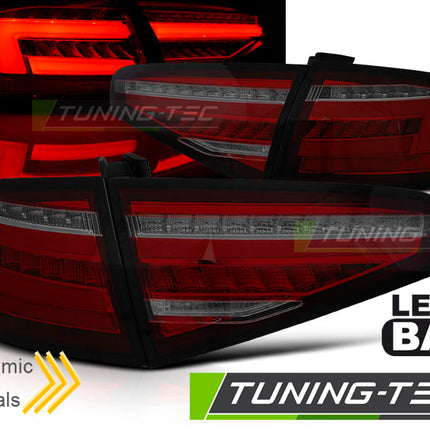 Audi A4 B8 2012-2015 Berlina Fanali Posteriori Led Bar Rosso Fumé Oem