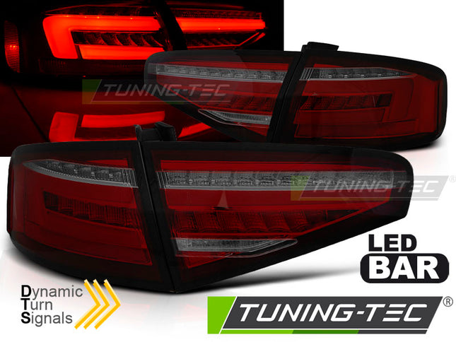 Audi A4 B8 2012-2015 Berlina Fanali Posteriori Led Bar Rosso Fumé Oem