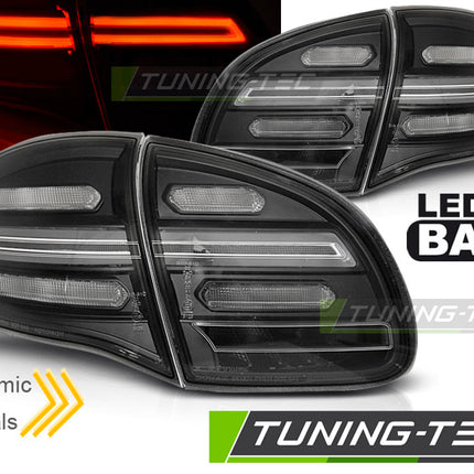 Porsche Cayenne 2010-2015 Fanali Posteriori Led Bar Neri Sequenziali
