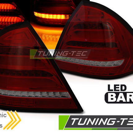 Mercedes W203 2000-2004 Berlina Fanali Posteriori Led Bar Rosso Fumé Seq