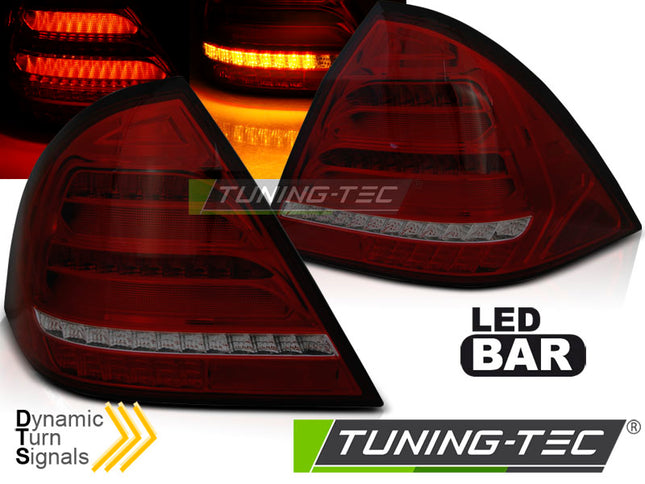Mercedes W203 2000-2004 Berlina Fanali Posteriori Led Bar Rosso Fumé Seq