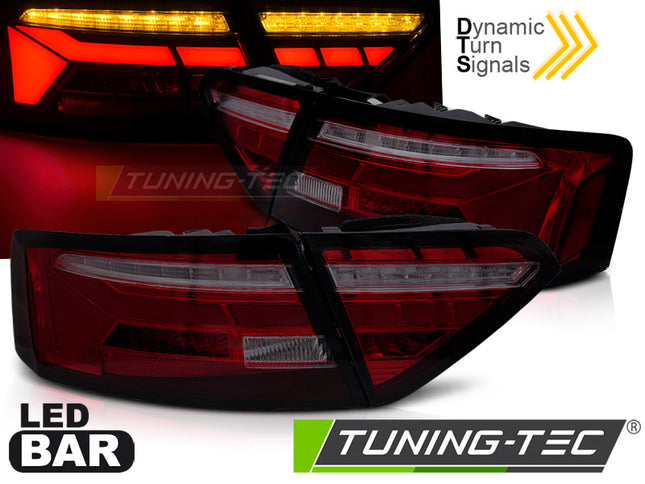 Audi A5 2011-2016 Fanali Posteriori Led Bar Rosso Fumé Sequenziali