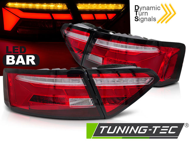 Audi A5 2011-2016 Fanali Posteriori Led Bar Rosso Bianco Sequenziali