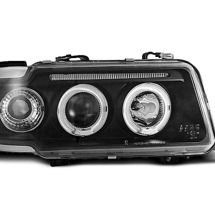 Fari Neri Audi 80 B4 con Angel Eyes Gialli – Look Sportivo