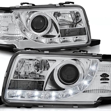 Fari LED Cromati Audi 80 B4 1991–1996 Plug & Play
