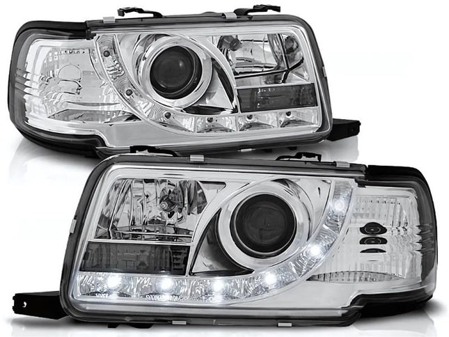 Fari LED Cromati Audi 80 B4 1991–1996 Plug & Play