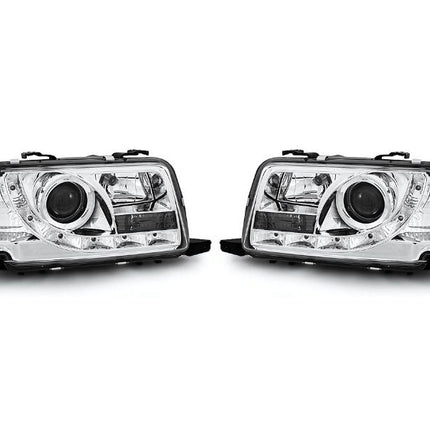Fari Anteriori Cromati Audi 80 B4 con Luci a LED ECE