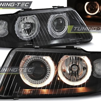 Audi A3 8L 2000-2003 Fari Anteriori Neri Angel Eyes Gialli