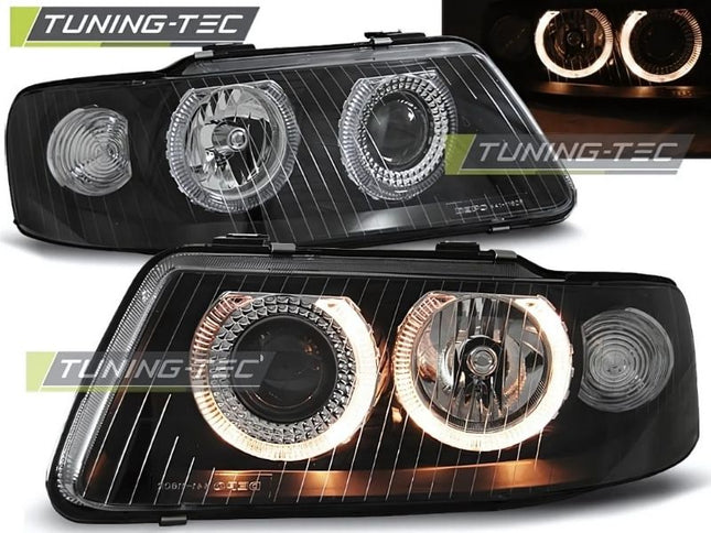 Audi A3 8L 2000-2003 Fari Anteriori Neri Angel Eyes Gialli