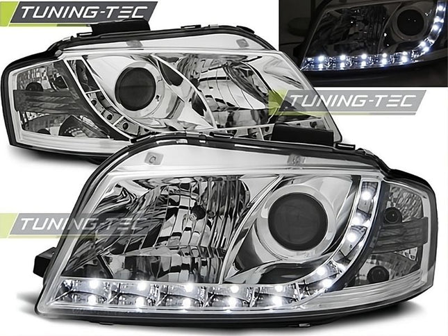Audi A3 8P 2003-2008 Fari Anteriori LED Daylight Cromato