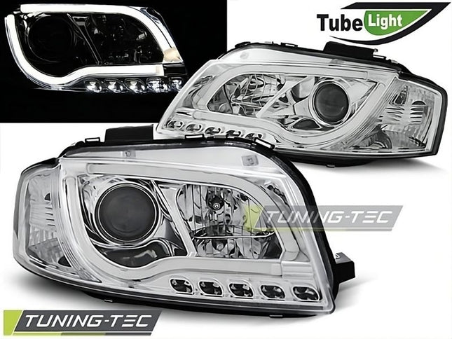Audi A3 8P 2003-2008 Fari Anteriori LED Lightube Cromati
