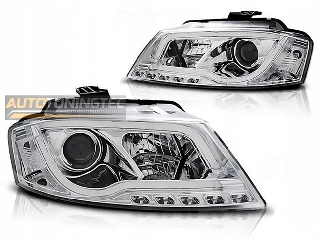Audi A3 8P 2008-2012 Fari Anteriori LED Lightube DRL Cromato