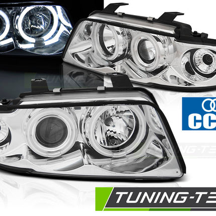 Audi A4 B5 1994-1998 Fari Anteriori Angel Eyes CCFL Bianchi