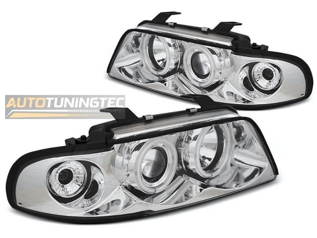 Fari Anteriori Neri Angel Eyes CCFL per Audi A4 B5