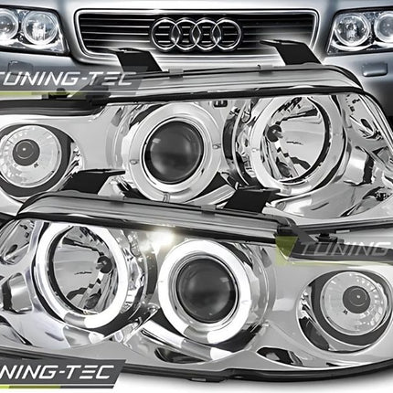 Fari anteriori cromati Angel Eyes Audi A4 B5 1994-1998