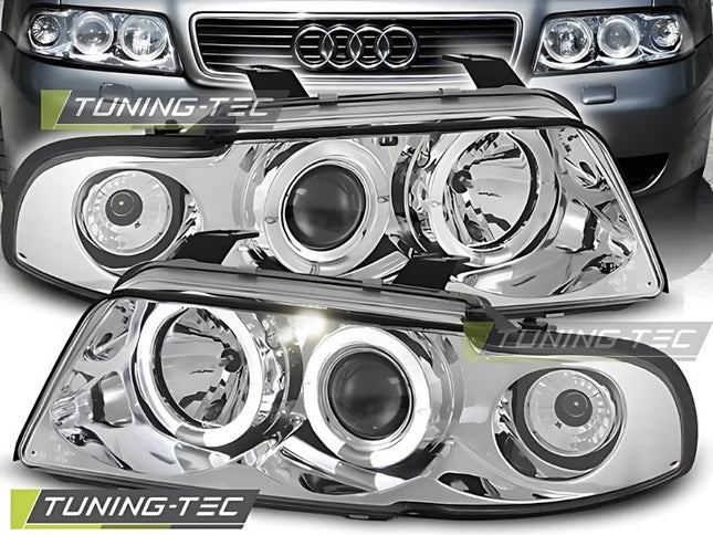 Fari anteriori cromati Angel Eyes Audi A4 B5 1994-1998