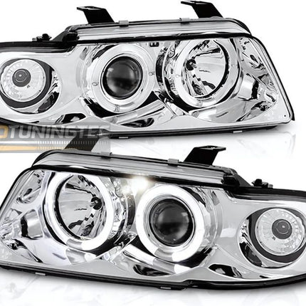 Fari Angel Eyes bianchi per Audi A4 B5 Berlina e Avant
