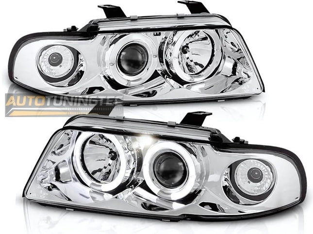 Fari Angel Eyes bianchi per Audi A4 B5 Berlina e Avant
