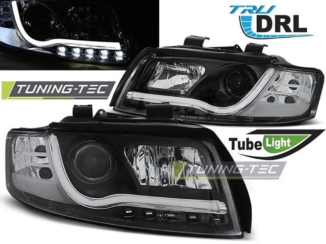 Audi A4 B6 2000-2004 Fari Anteriori LED Lightube DRL Nero