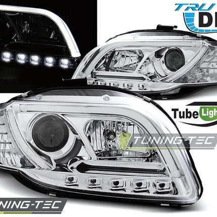 Audi A4 B7 2004-2008 Fari Anteriori LED Lightube DRL Cromati