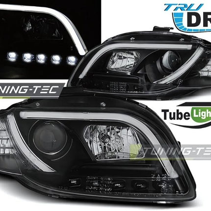 Audi A4 B7 2004-2008 Fari Anteriori LED Lightube DRL Nero
