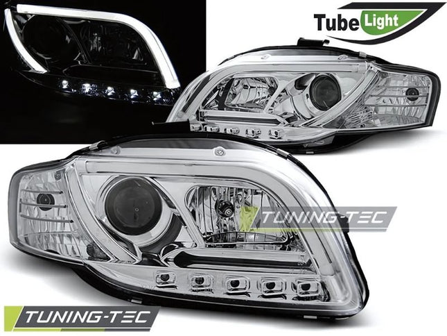 Audi A4 B7 2004-2008 Fari Anteriori LED Lightube Cromati
