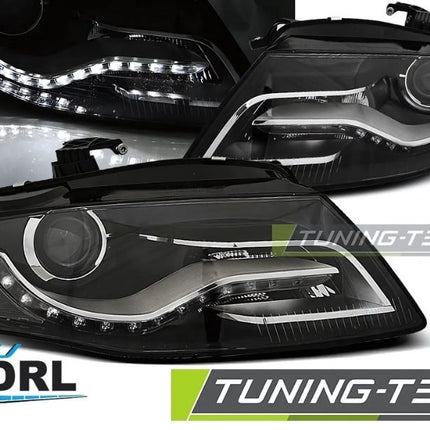 Audi A4 B8 2008-2011 Fari Anteriori Luci Diurne LED Nero