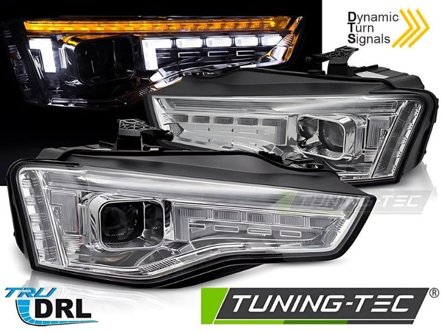 Audi A5 8T 2012-2016 Fari Anteriori Cromati DRL LED Sequenziale Xenon D3S